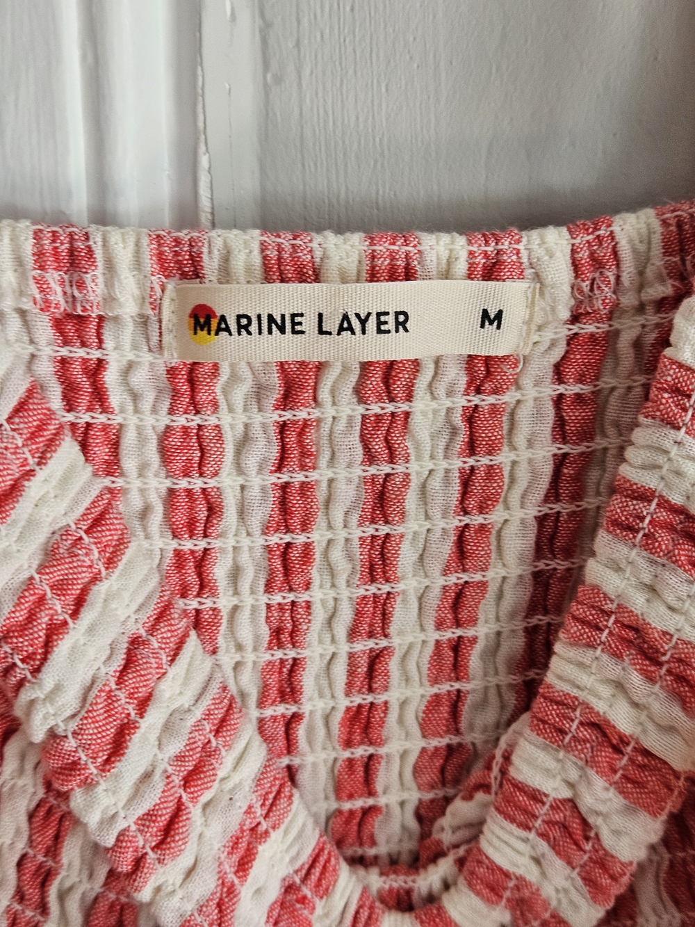 Marine Layer Red & White Striped Smocked Maxi sz M - Picture 4 of 4